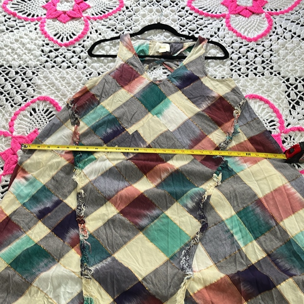 Anthropologie MAEVE Metallic cotton A-line swing Plaid Dress M - Picture 10 of 12